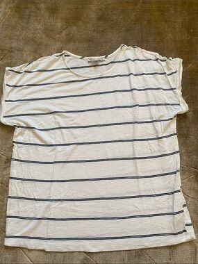 Green Envelope White Tee with Black Stripes